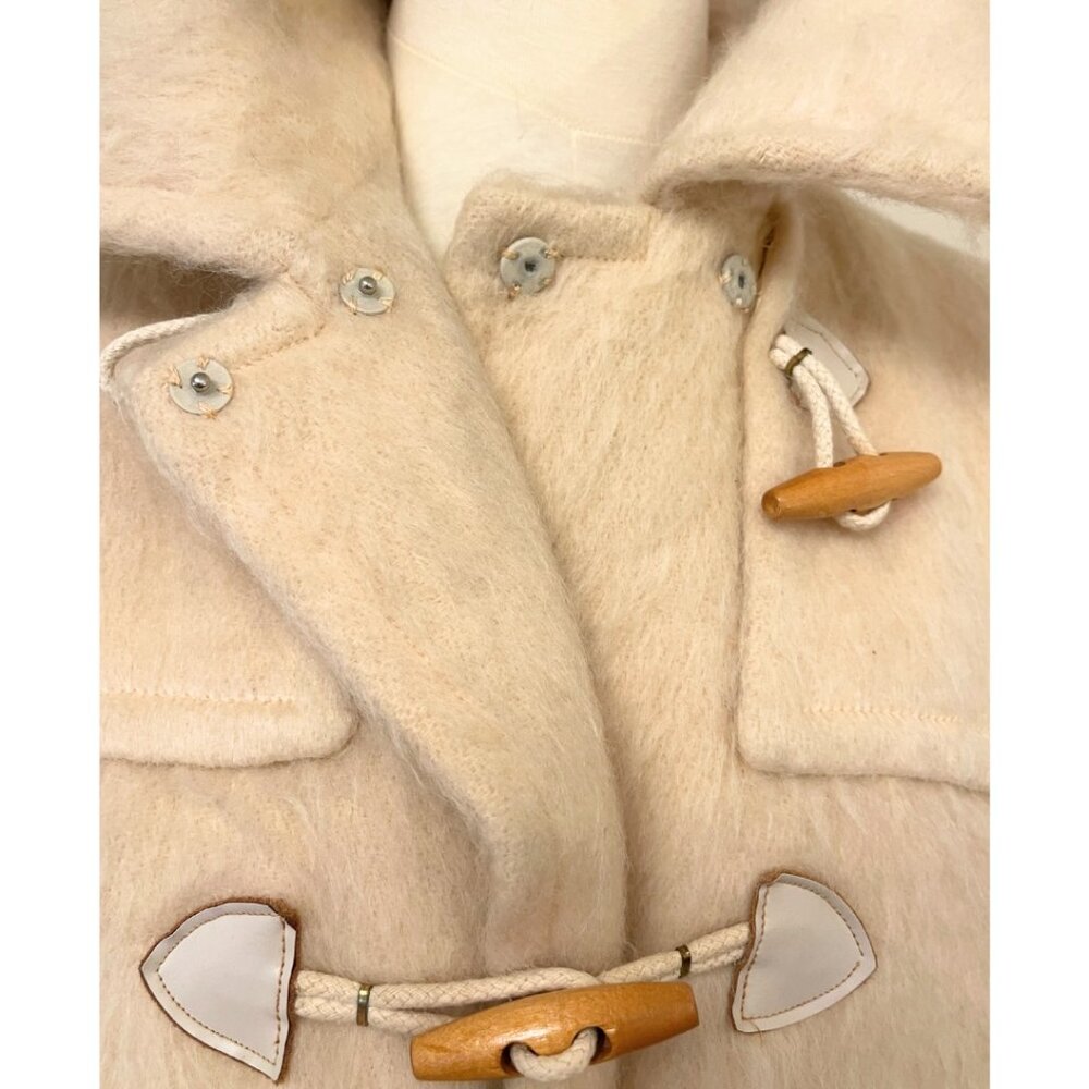 VTG I.Magnin Cream Color Preppy Mohair Coat USA Union Made 1960s Wood Toggles - Picture 7 of 16